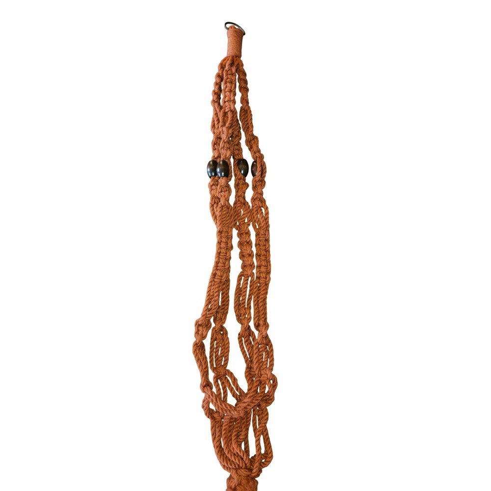 Terracotta‎ Macrame Plant Hanger with Wood Beads Boho Retro Home Decor 34"